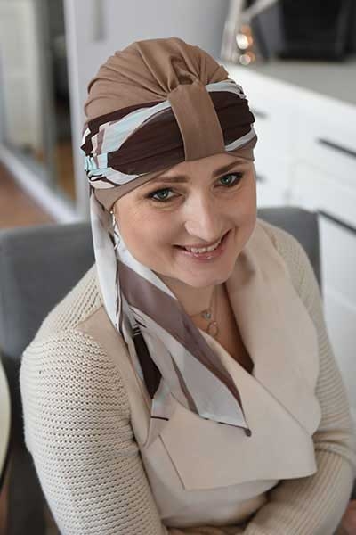 Foulard drapé Nora - Mousseline de soie - Agrémenter bonnets et casquettes 20 Foulard Nora CH 56
