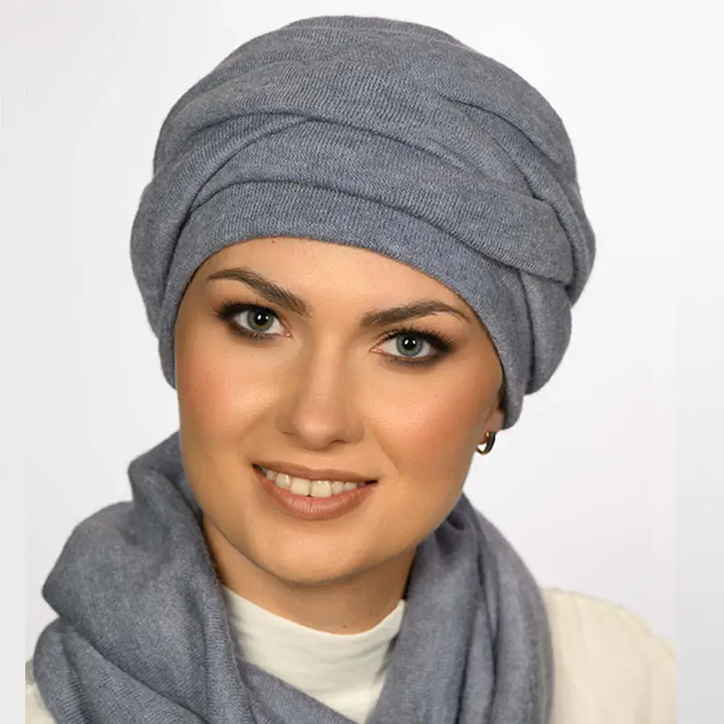 Bonnet chimio Olga gris bleuté