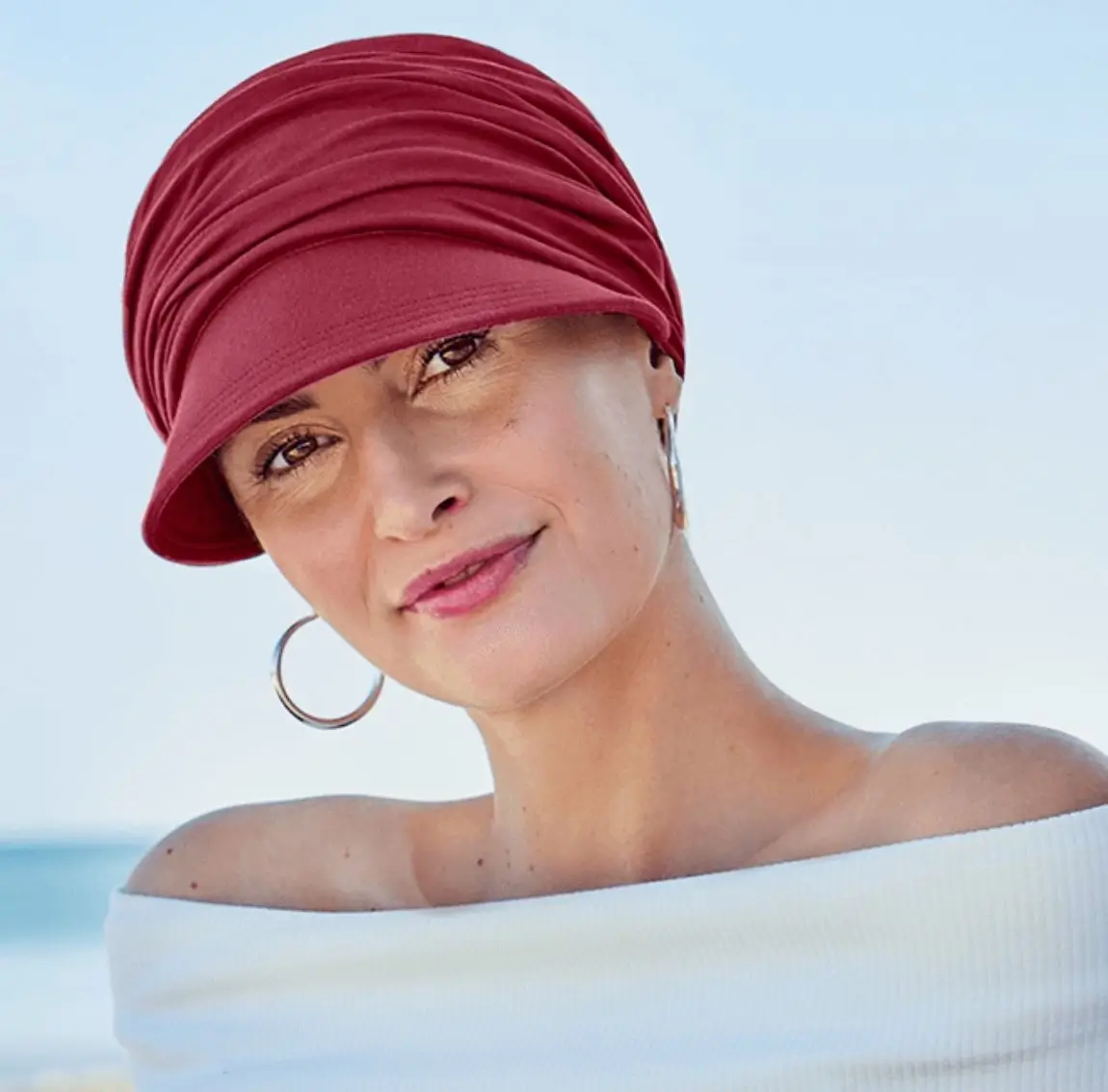 Casquette Chimio Femme Solana Grenat - Confort, Protection solaire, cuir chevelu sensible 1 casquette Solana bambou grenat