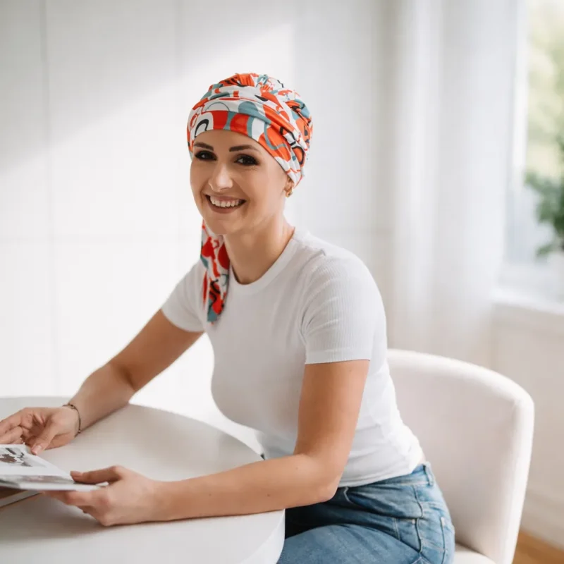Turban chimio Amy Corail, élégant et confortable pour femme.