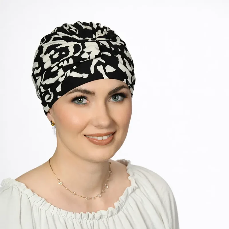 Bonnet chimio Nicoletta Ebène en bambou pour cuir chevelu sensible