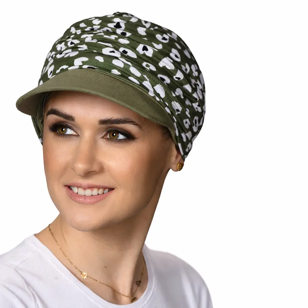 casquette-chimio-sabrina-olive Casquette chimio Sabrina 3 en 1 en bambou.