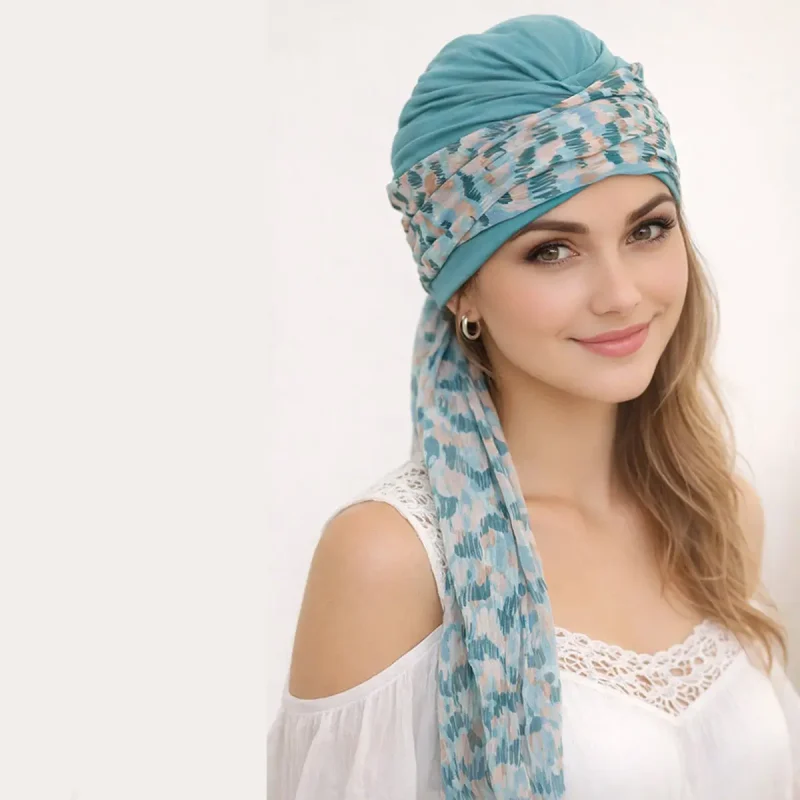 Turban chimio Krystina Océan confortable chimiothérapie