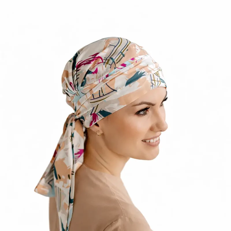 Turban chimio Cara Evasion en viscose avec nouage arrière, femme.